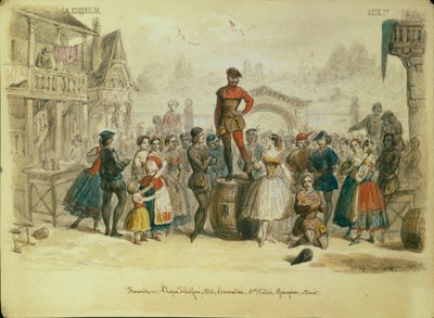 Színpadterv C. Pugni La Esmeralda című balettjéhez, 1849 alkotó: Adolf Charlemagne