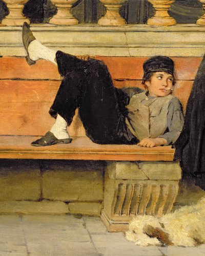 St. Marks, Velence, részlet egy dohányzó fiúról, olaj, vászon, 100405 alkotó: Adolf Echtler