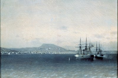A török flotta 1878-ban, 1878-ban bombázta Feodosiya városát. alkotó: Adolf Fessler