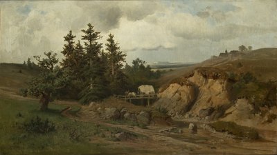 Táj fahíddal - Táj fahíddal - Adolf Kosarek (1830-1859). olajfestmény alkotó: Adolf Kosárek