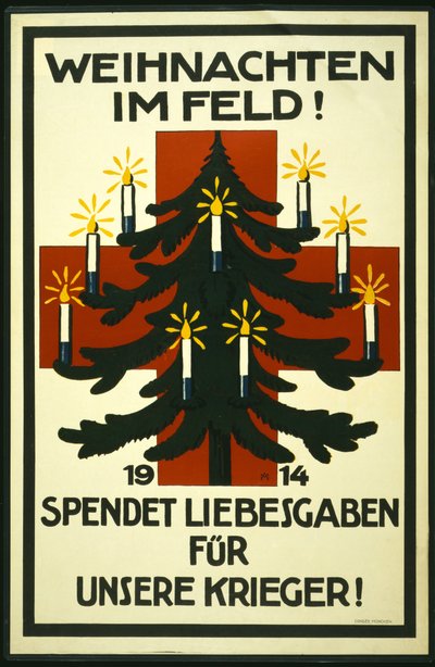 A Német Vöröskereszt karácsonyi kampánya, amelyben csomagokat kérnek a fronton lévő csapatoknak, pub. München alkotó: Adolf Munzer