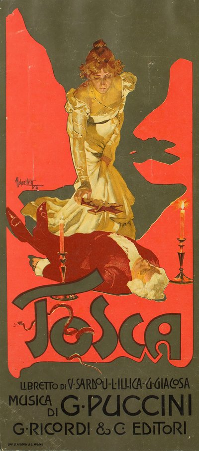 Az Opera Tosca plakátja, G. Puccini, 1899. alkotó: Adolfo Hohenstein