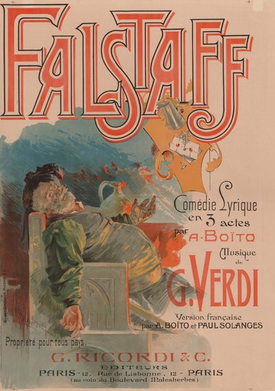 Plakát Giuseppe Verdi Falstaff című operájához, 1894. alkotó: Adolfo Hohenstein