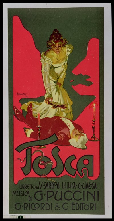 Tosca, előadást hirdető plakát alkotó: Adolfo Hohenstein