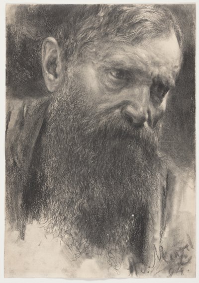 Egy szakállas férfi feje félprofilban alkotó: Adolph Menzel