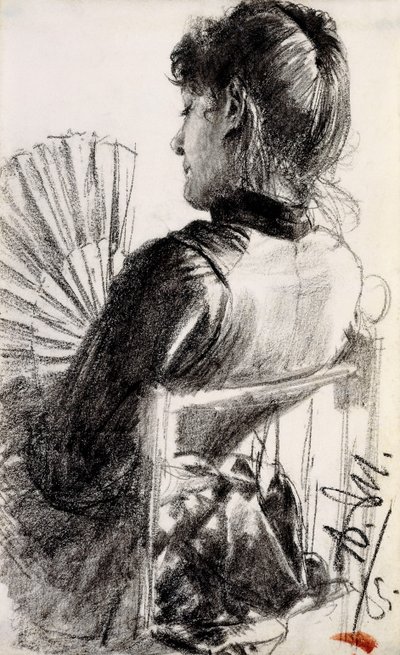 Hölgy legyezővel, 1885 alkotó: Adolph Menzel