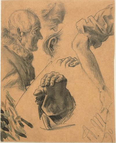 Vázlatok a kezekről, karokról és fejekről alkotó: Adolph Menzel