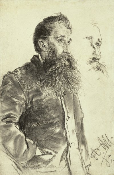 Tanulmány egy szakállas férfiról, keze a zsebében, 1885 alkotó: Adolph Menzel