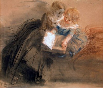 Fiatal nő gyermekkel, 1844 és 1850 között. alkotó: Adolph Menzel