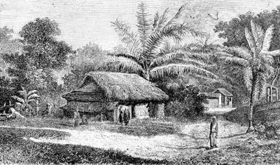 Falu Colombo völgyében, Sri Lanka (metszet) alkotó: Adolph Hermann & Robert (after) Schlagintweit