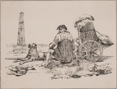 A házaló és a kutyája alkotó: Johan Adolph Kittendorff