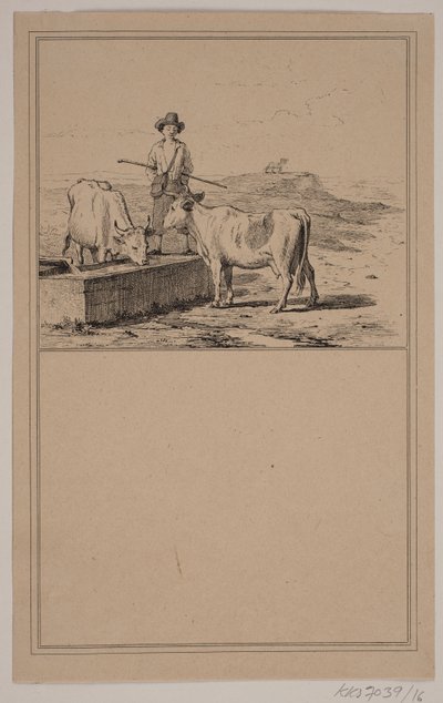 A tehén az itatásnál. Nem. 15-én Chr. Winther és M. Rørbye, "25 kép kisgyermekeknek" alkotó: Johan Adolph Kittendorff