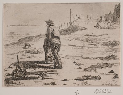Tengerparti szakasz álló halászokkal alkotó: Johan Adolph Kittendorff
