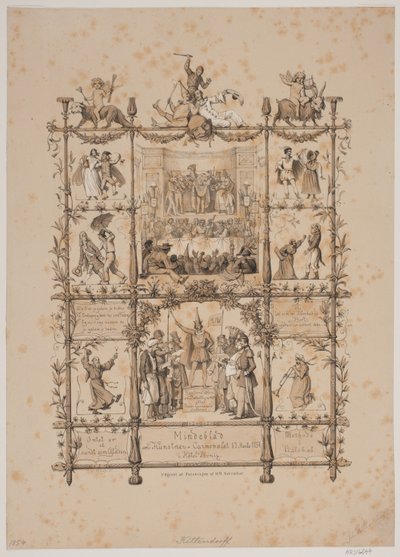 Emléklap az 1854. március 3-i művészkarneválról alkotó: Johan Adolph Kittendorff