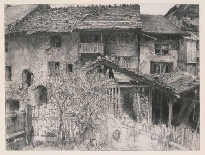 Régi házak Interlakenben alkotó: Adolph Menzel