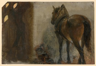 Felszerszámozott ló alkotó: Adolph Menzel