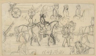 Tüzérségi és lovassági tanulmányok alkotó: Adolph Menzel