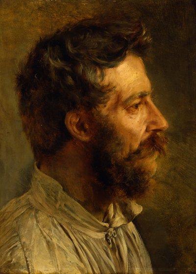 Szakállas munkás feje profilból alkotó: Adolph Menzel