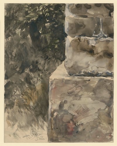 Falomb a kőtalapzatnál alkotó: Adolph Menzel