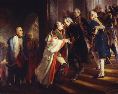 II. Frigyes találkozása II. József császárral Nysában, 1769-ben alkotó: Adolph Menzel