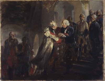 II. Frigyes találkozása II. József császárral Nysában 1769-ben. Vázlat alkotó: Adolph Menzel
