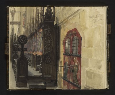 A halberstadti székesegyház kóruspadjainak látképe alkotó: Adolph Menzel