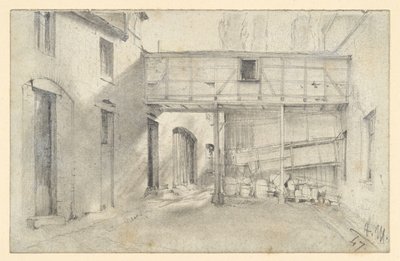 Kilátás egy udvarra alkotó: Adolph Menzel