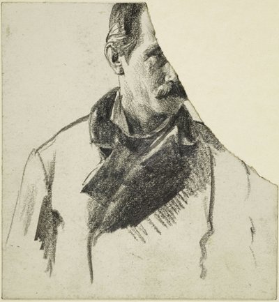 Bajszos férfi mellképe, fejét jobbra fordítva alkotó: Adolph Menzel