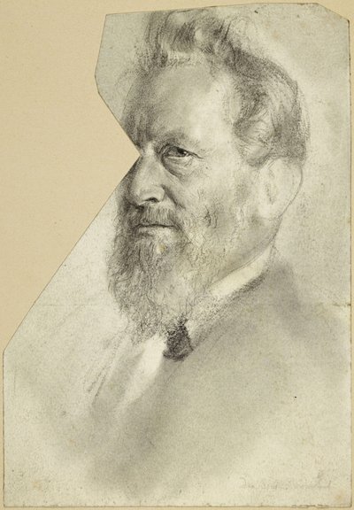 Egy szakállas férfi mellképét balra nézően alkotó: Adolph Menzel