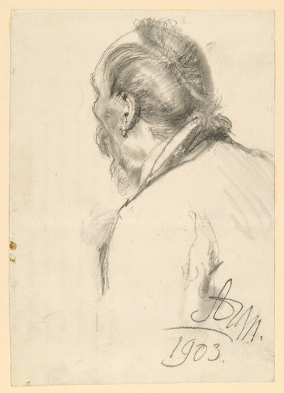 Balra néző, félig hátulról látható szakállas férfi mellképe alkotó: Adolph Menzel