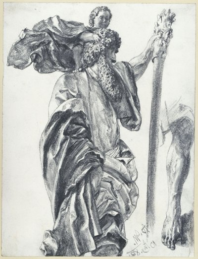 A freibergi apostolmester Szent Kristóf-szobra Drezdában alkotó: Adolph Menzel