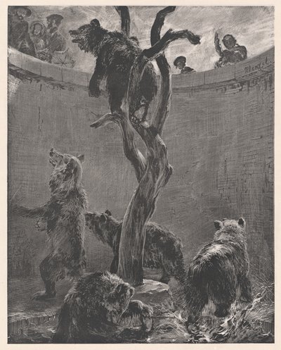 A medveketrec az állatkertben (The Bear Pit in the Zoological Gardens) alkotó: Adolph Menzel
