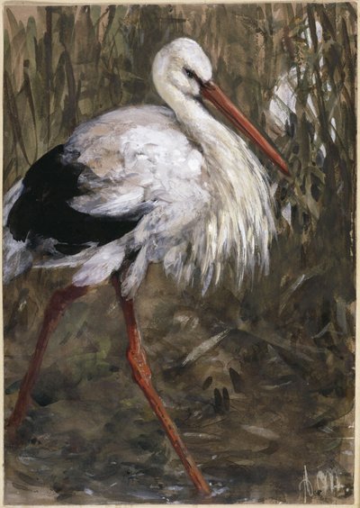 A gólya a nádasban. A „Gyermekalbum” című műből alkotó: Adolph Menzel