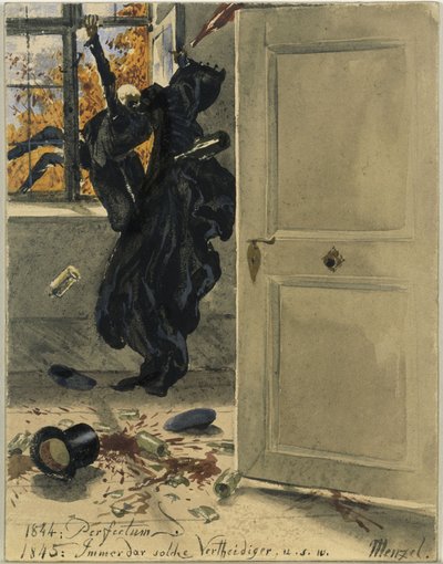 A halál mint hívatlan vendég. 1844: Perfectum; 1845: Mindig ilyen védelmezők stb. alkotó: Adolph Menzel