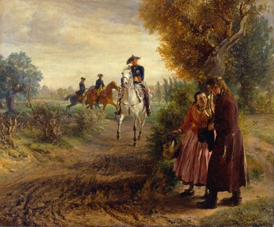 A kérvény (Lovaglás) alkotó: Adolph Menzel