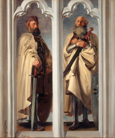 Siegfried von Feuchtwangen és Ludger von Braunschweig nagymesterek. A Marienburgban található festmények vázlatai alkotó: Adolph Menzel