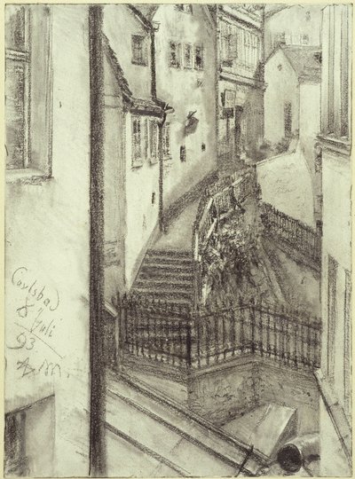 A Stiegengasse Karlovy Varyban alkotó: Adolph Menzel