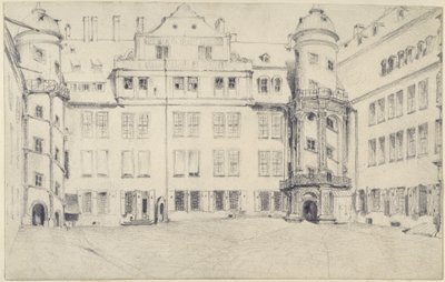 A drezdai nagy kastélyudvar nyugati oldala alkotó: Adolph Menzel