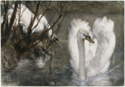 A két hattyú. A „Gyermekalbumból“ alkotó: Adolph Menzel