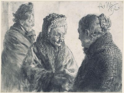 Három nő kendőkbe burkolózva alkotó: Adolph Menzel