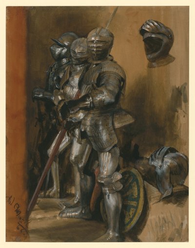 Három páncél és két sisak alkotó: Adolph Menzel