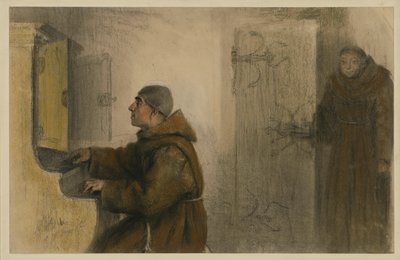 Vak szerzetes orgonán játszik alkotó: Adolph Menzel