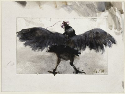 Csapkodó holló csomaggal a csőrében alkotó: Adolph Menzel