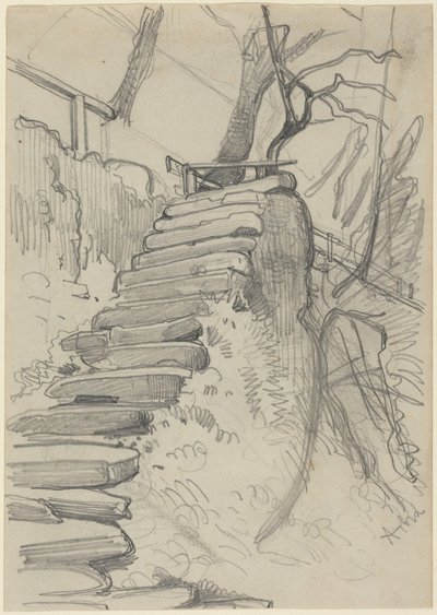 Kő lépcsősor egy kertben alkotó: Adolph Menzel