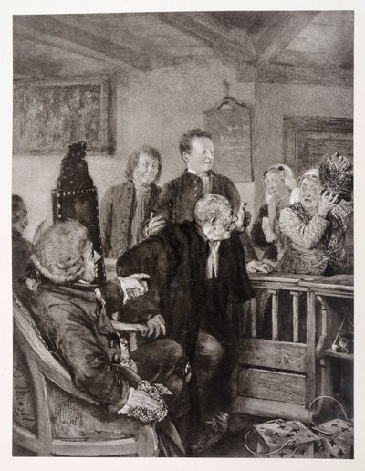 Marthe asszony panasza Heinrich von Kleist A törött korsó című művéhez alkotó: Adolph Menzel
