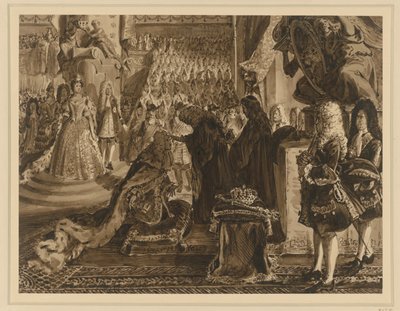 I. Frigyes porosz király megkenése Königsbergben, 1701. január 18-án. Terv a „Brandenburg-porosz történelem emlékezetes eseményeihez” alkotó: Adolph Menzel