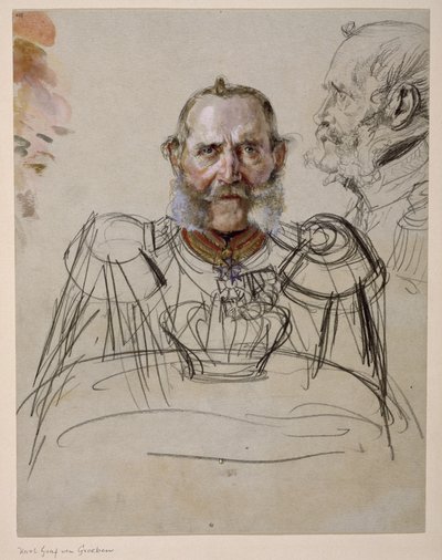 Karl von der Groeben gróf tábornok. Tanulmány I. Vilmos königsbergi koronázása című festményhez alkotó: Adolph Menzel