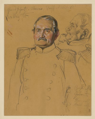Von Wussow tábornok, portrétanulmány a „I. Vilmos megkoronázása Königsbergben” című műhöz alkotó: Adolph Menzel