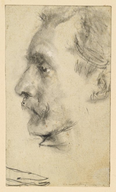 Bajuszos férfi arcprofilja alkotó: Adolph Menzel