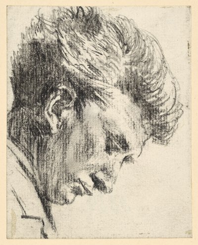 Egy lefelé tekintő férfi arcprofilja alkotó: Adolph Menzel